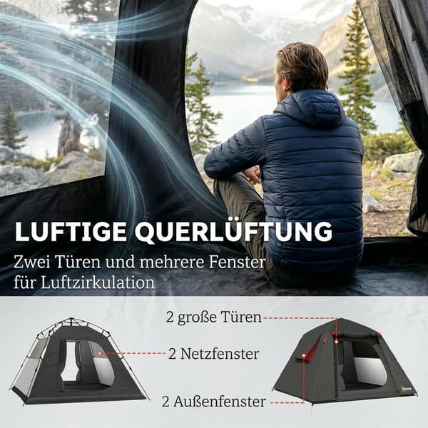 Campingtelt 210x210x150 cm Mørkegrå Polyester