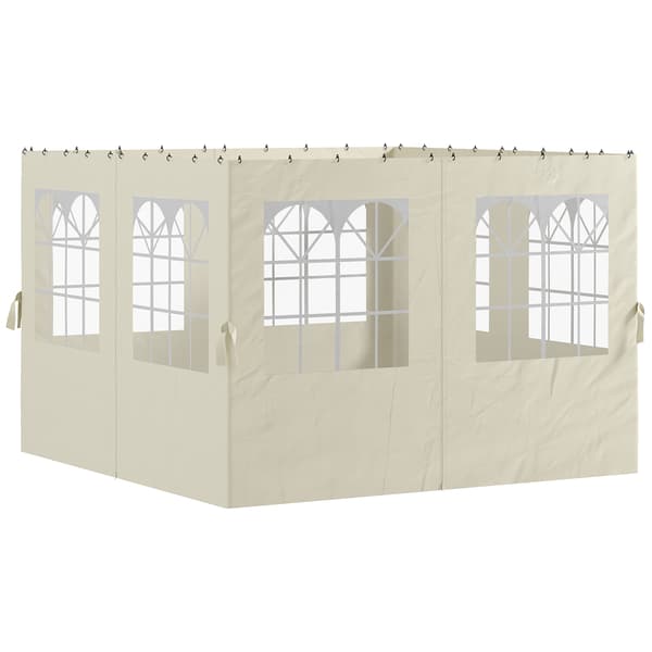 Pavillon sidevægge, 4 paneler, 302x205 cm, cremehvid, polyester