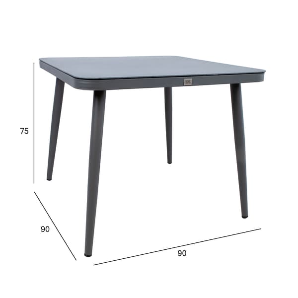 Bord 90x90x75 cm Gråt Glas