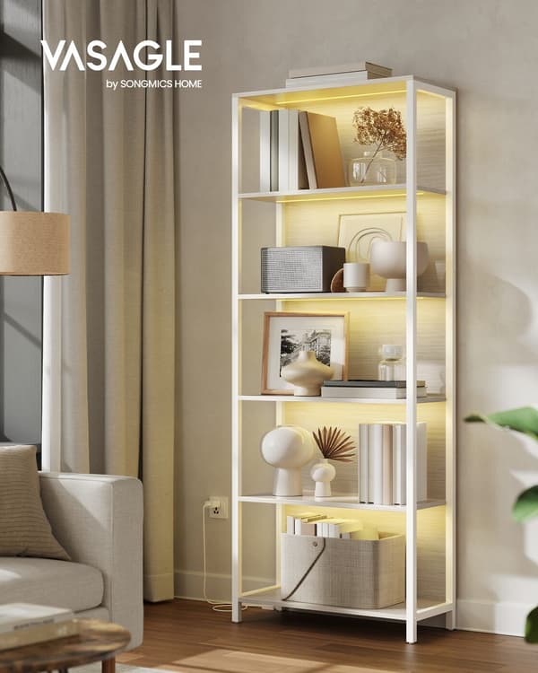 Bokhylle, 30.3x60x178.6 cm, Beige, stål