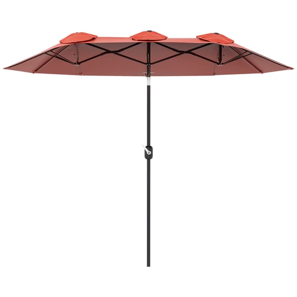Patiosateenvarjo 295x152 cm, punainen, polyesteri, säädettävä