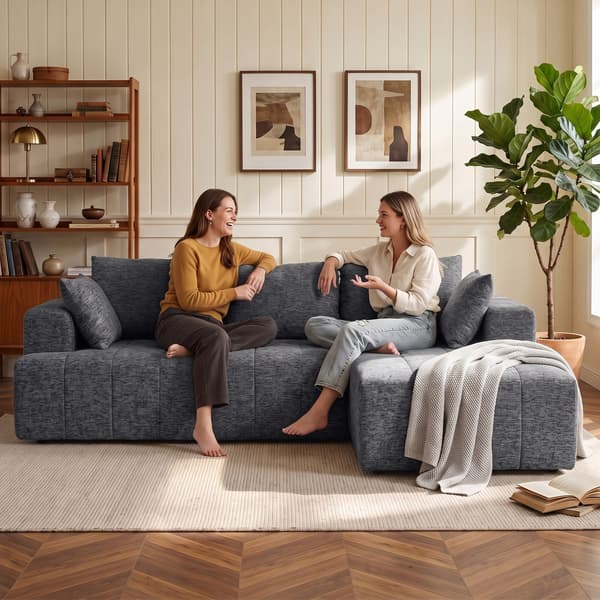 Hörnbäddsoffa med ottoman 256x158x85 cm grå