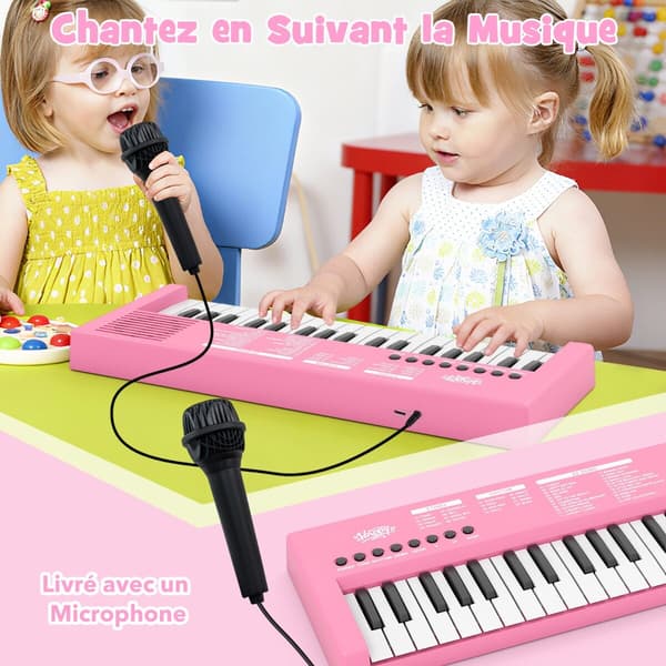 Børneklaver Keyboard, 40.5x15x3.5 cm, Pink, ABS