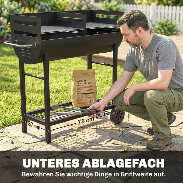 Kulgrillvogn 103x46,5x100 cm Sort Metal