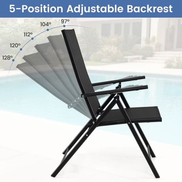Terrasse klapstole 2 stk 79-100x57x80-100 cm sort