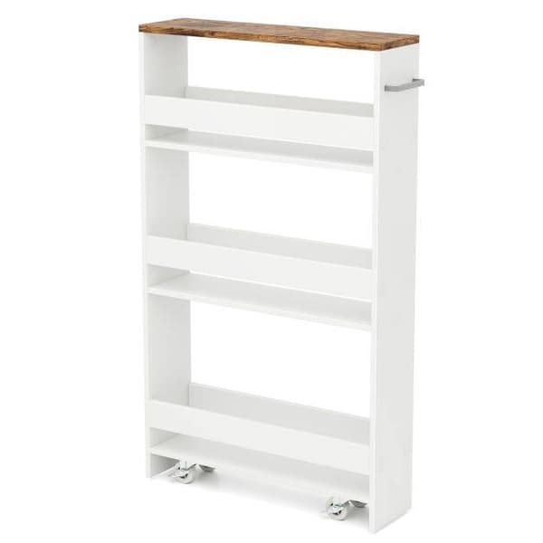 Slim opbevaringsvogn 4-niveau 47x13x80 cm kaffe
