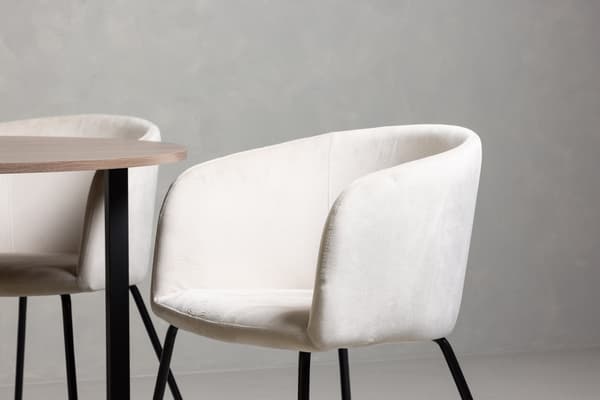 Spisebord og stole sæt 120 cm sort beige MDF fløjl stål