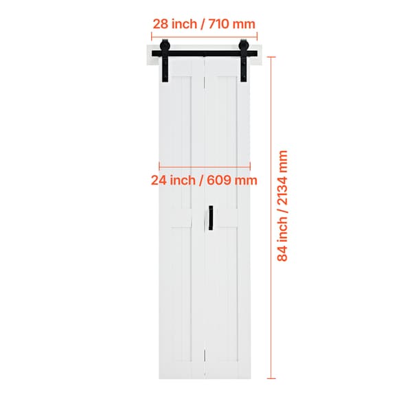 Bifold ladugårdsdörr, 60.9x213.4x3.5 cm, Vit, MDF