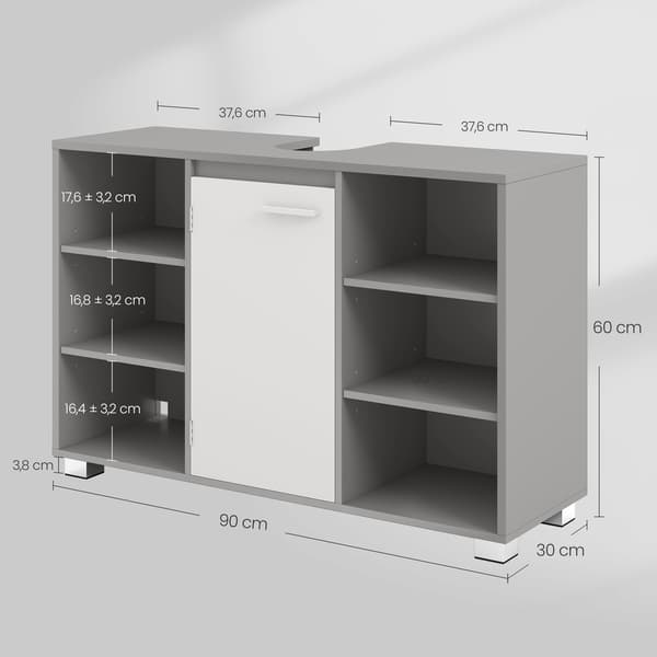 Badrumsskåp 30x90x60 cm Grå-Vit Trä