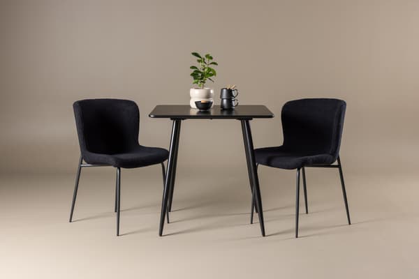 Spisesæt Polar spisebord med Modesto stole 75x75 cm sort MDF