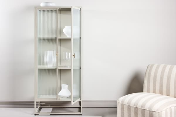 Opbevaringsskab Garis Beige Glas Stål