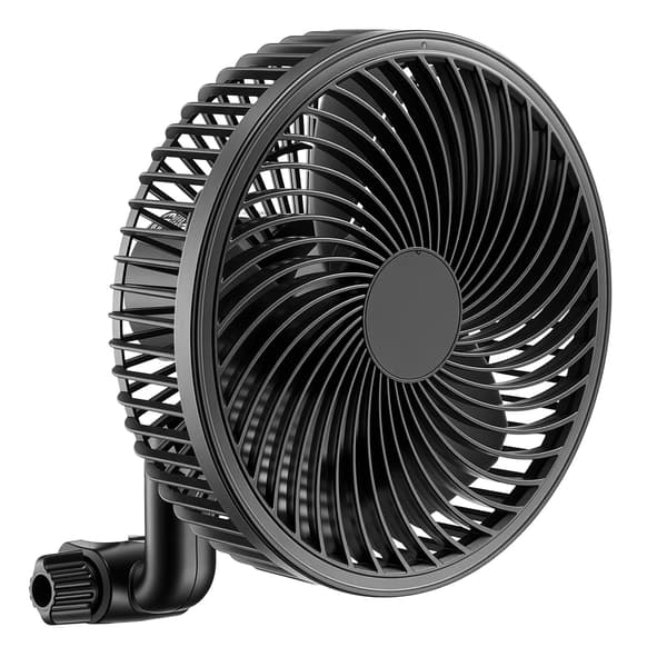 Clip On ventilator 20,6x20x23,5 cm Sort Genopladelig