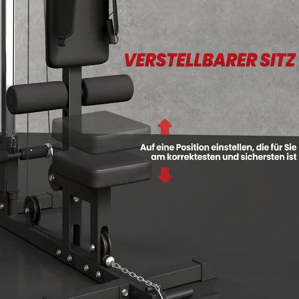 Lat pulldown- og romaskine 140x108x197 cm sort
