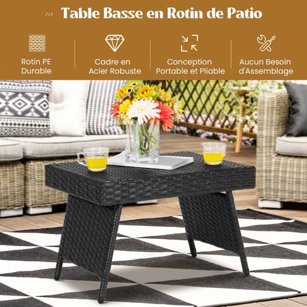 Sofabord 60x40x40 cm Sort Sammenklappelig Rattan , Star