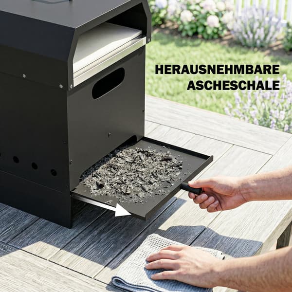Udendørs Pizzaovn 40x37,5x53,5 cm Sort Rustfrit Stål