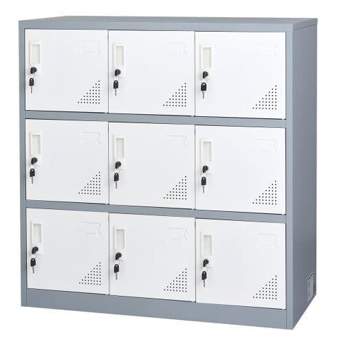 Metallås med 9 døre 90x45x94 cm grå