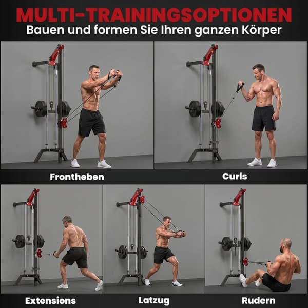 Lat pulldown -asema 68x85x210 cm musta/punainen