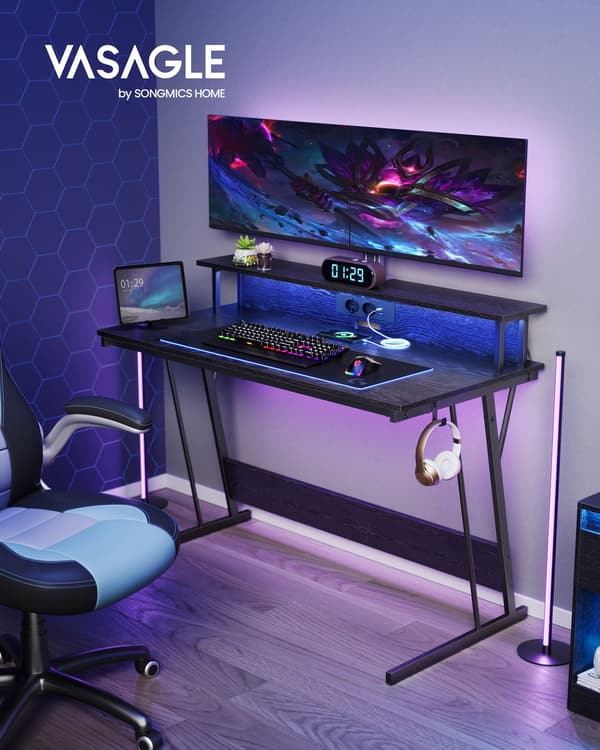 Gaming skrivebord, 120x60x91 cm, sort