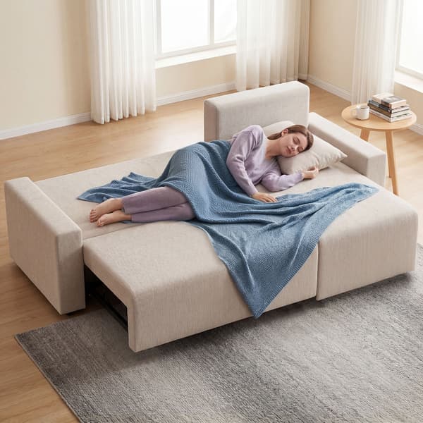 Hörnsoffa Bäddsoffa L-formad 3-sits Soffa 226x125x86 cm Beige Sammetstyg