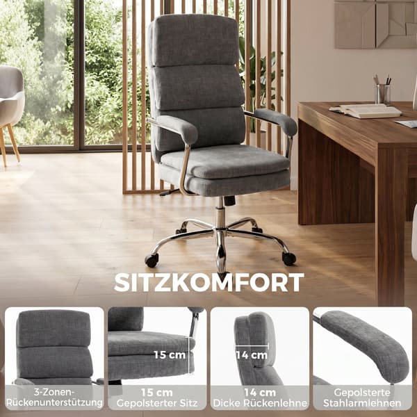 Kontorstol 65x72,5x110-118 cm grå/sølv