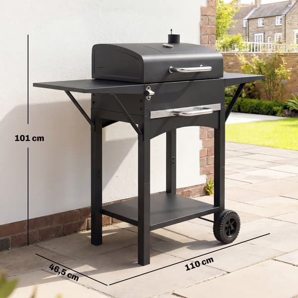 Hiiligrilli kannella 110x46,5x101 cm Musta metalli