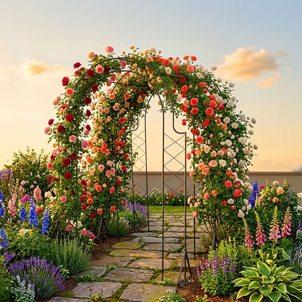 Rose Trellis 3-bågar Svart Metall, Kodustaar