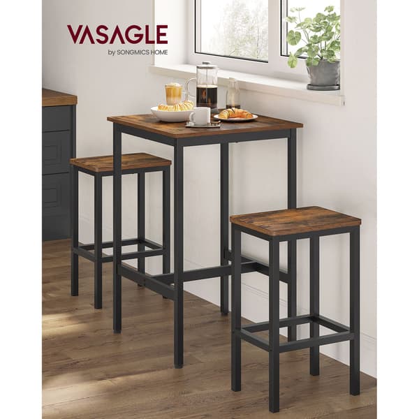 Barbord Set 60x60x92 cm Rustik Brun Stål