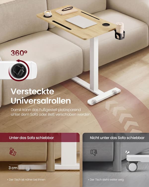 Mobil sidebord med hjul, 70 x 40 cm
