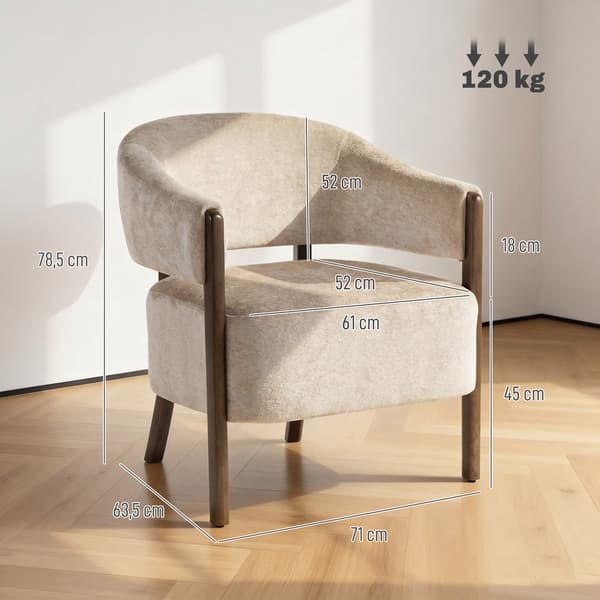 Lænestol, 71x63.5x78.5 cm, Beige, Chenillebetræk