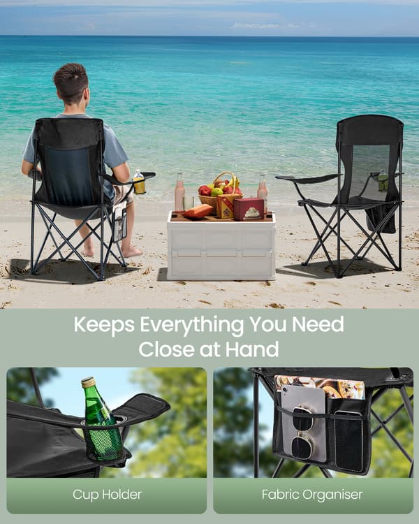 Campingstol 97x86,5x51,5 cm Sort Jern