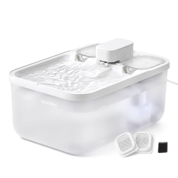 Kattfontän, 4,5 L, Molnvit, Tyst med 3 filter