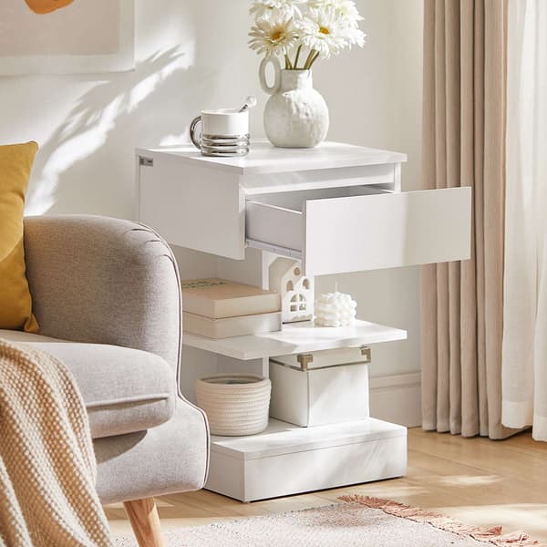 Sängbord Set, 39x39x65 cm, Vit, Förvaring
