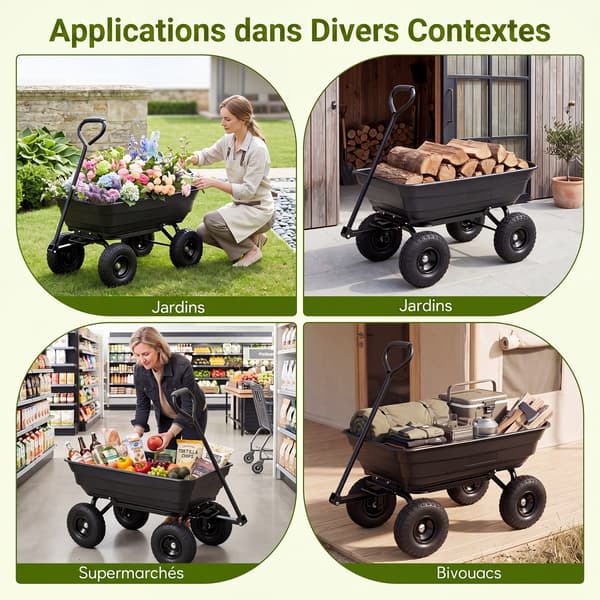 Havevogn 75 L 110x52x50 cm sort