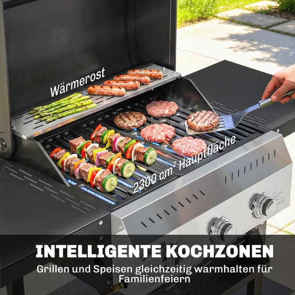 Gasgrill 123x57x102 cm Sort Rustfrit Stål