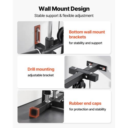 Kabelmaskine 3-i-1 Roning Lat Pulldown 77,5x76x201,5 cm Sort Stål