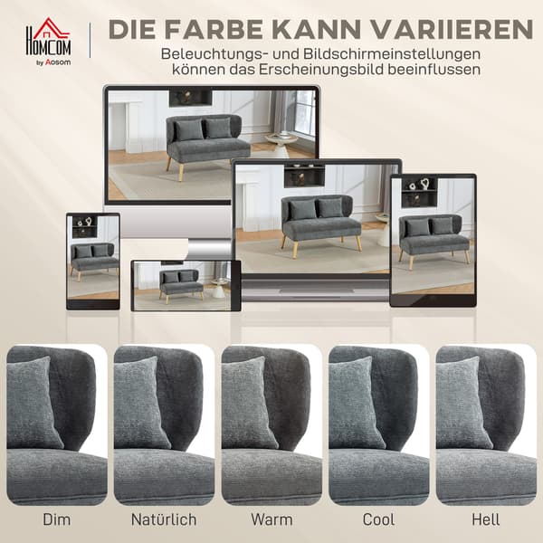Soffa, 117x65x78,5 cm, Grå, Chenilleklädsel