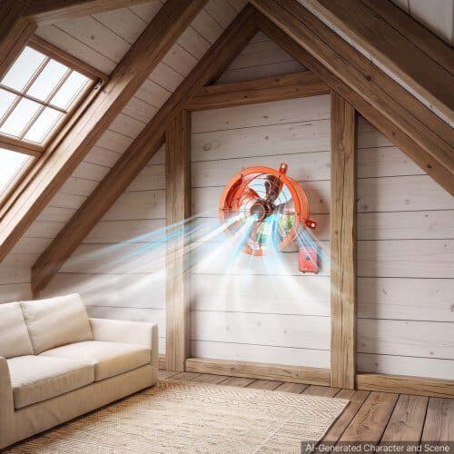 Loftventilator, solenergi, 30.5 cm, 900 CFM, med termostat, orange