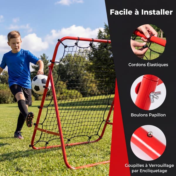Fodbold Rebound Net Foldbart 102x87x44-72 cm rød