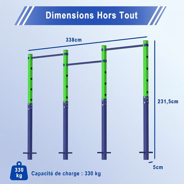 Pull-up bar højdejusterbar 5 niveauer 80-172 cm blå