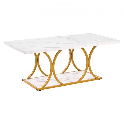 Soffbord, 120x59.5x48 cm, Vit, Metallram