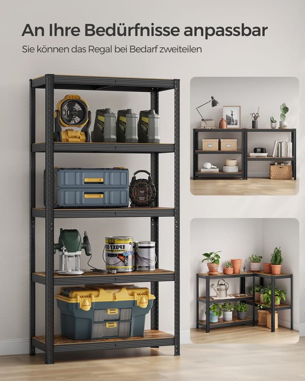 Reol 180x90x40 cm Sort Stål Opbevaring