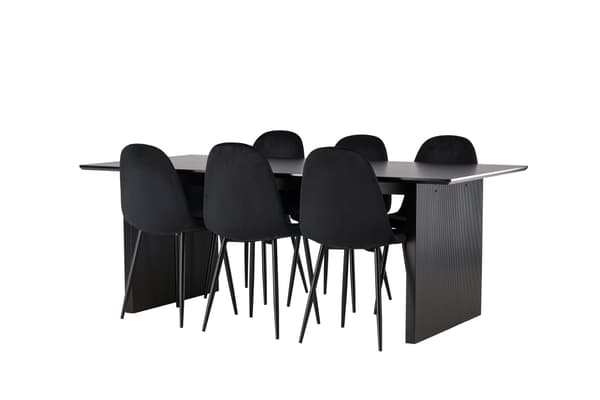 Spisebord og stol sæt Vail 200x100 cm Sort