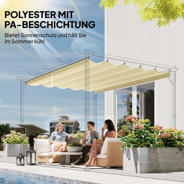 Pergola erstatningsdug 250x255 cm, hvid, polyester