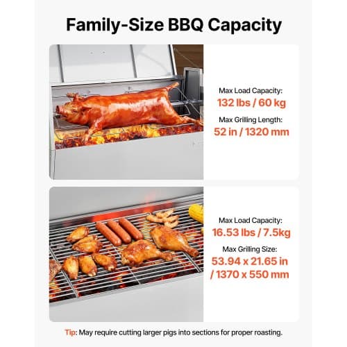 Rotisserigrill 158x55x104 cm rostfritt stål utomhusmatlagning