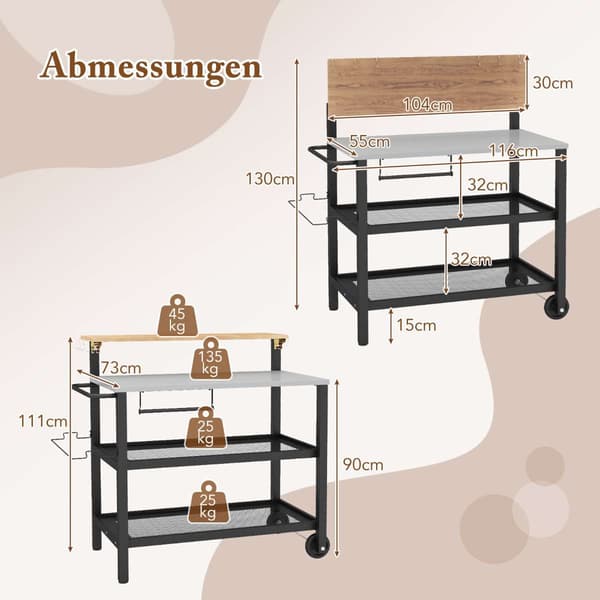 Rullende barvogn, 116x55x130 cm, Sort , Star