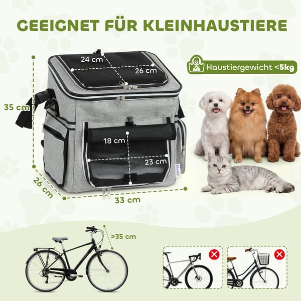 Hundecykelkurv 33x26x35 cm Lys Grå Polyester