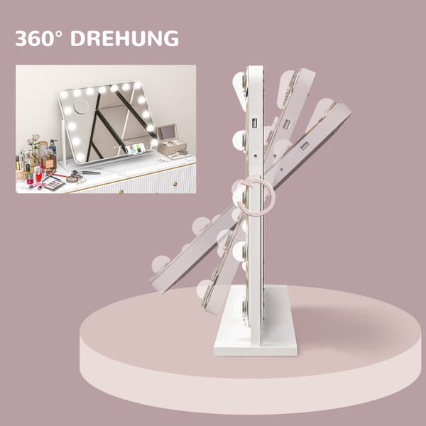 LED-sminkspegel, 62,5x14x52 cm, vit