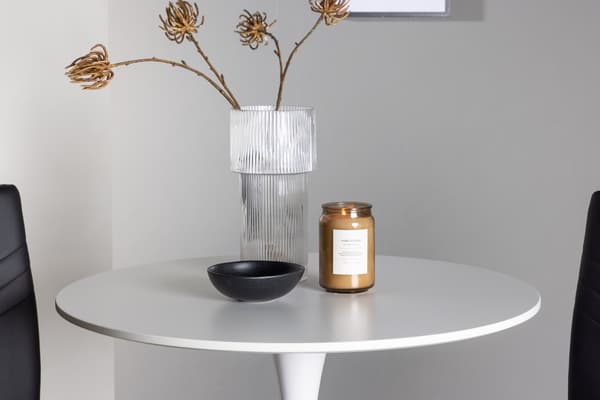 Spisebord og stole sæt 60 cm hvid og sort MDF og stål