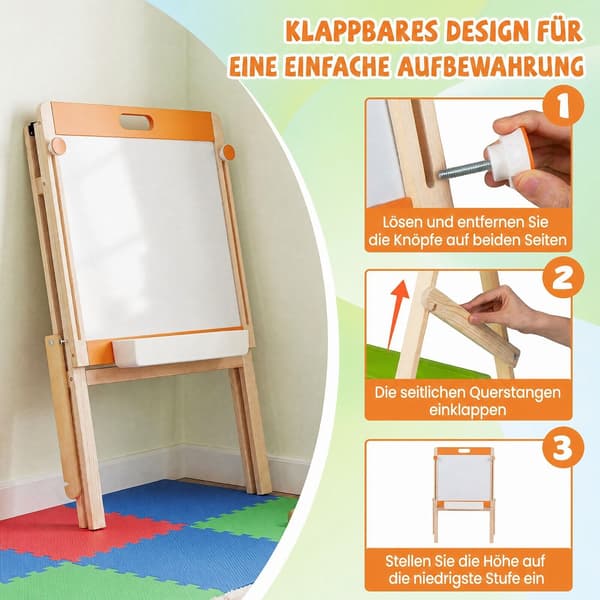 2-i-1 tegnestaffeli til børn med magnetisk whiteboard og tavle, 3+ år