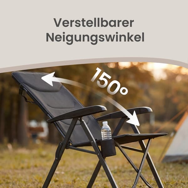 Campingstol 70x60x110 cm Sort